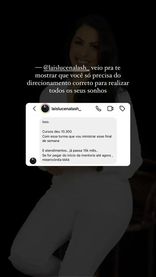 Story: aluna com cursos somando R$ 10.300